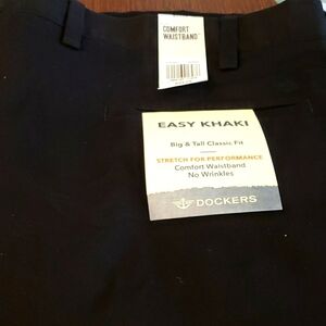 Dockers Easy Khaki With Stretch Straight Fit Flat Front Pant in Black 50W 29L